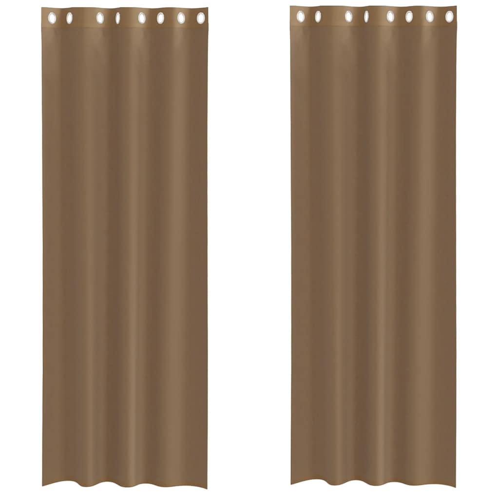 vidaXL Voile κουρτίνες με ροδέλες 2 τεμάχια Ανοιχτό Καφέ