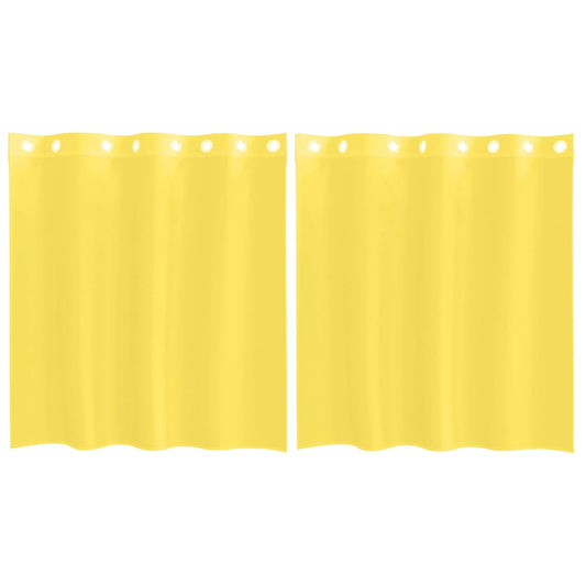 vidaXL Voile κουρτίνες με ροδέλες 2 τεμάχια Κίτρινο