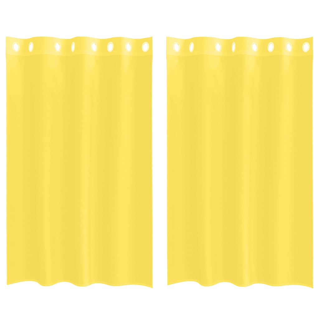 vidaXL Voile κουρτίνες με ροδέλες 2 τεμάχια Κίτρινο