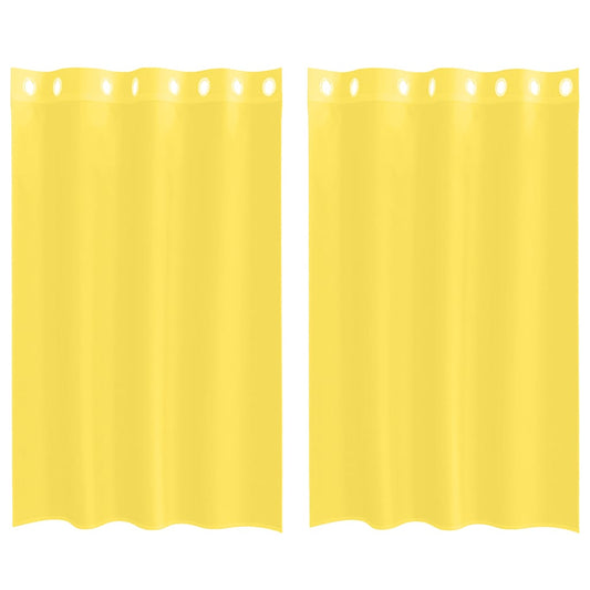 vidaXL Voile κουρτίνες με ροδέλες 2 τεμάχια Κίτρινο