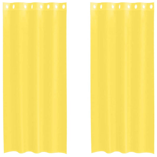 vidaXL Voile κουρτίνες με ροδέλες 2 τεμάχια Κίτρινο