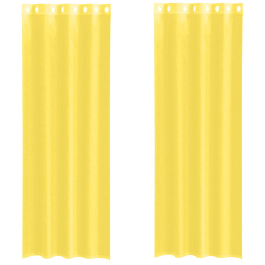 vidaXL Voile κουρτίνες με ροδέλες 2 τεμάχια Κίτρινο