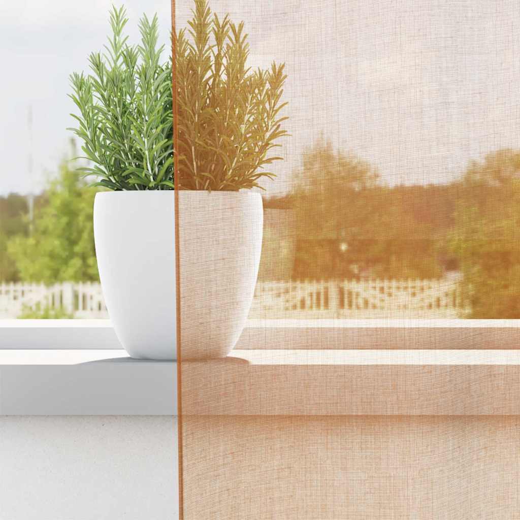 vidaXL Voile κουρτίνες με ροδέλες 2 τεμάχια Τερακότα