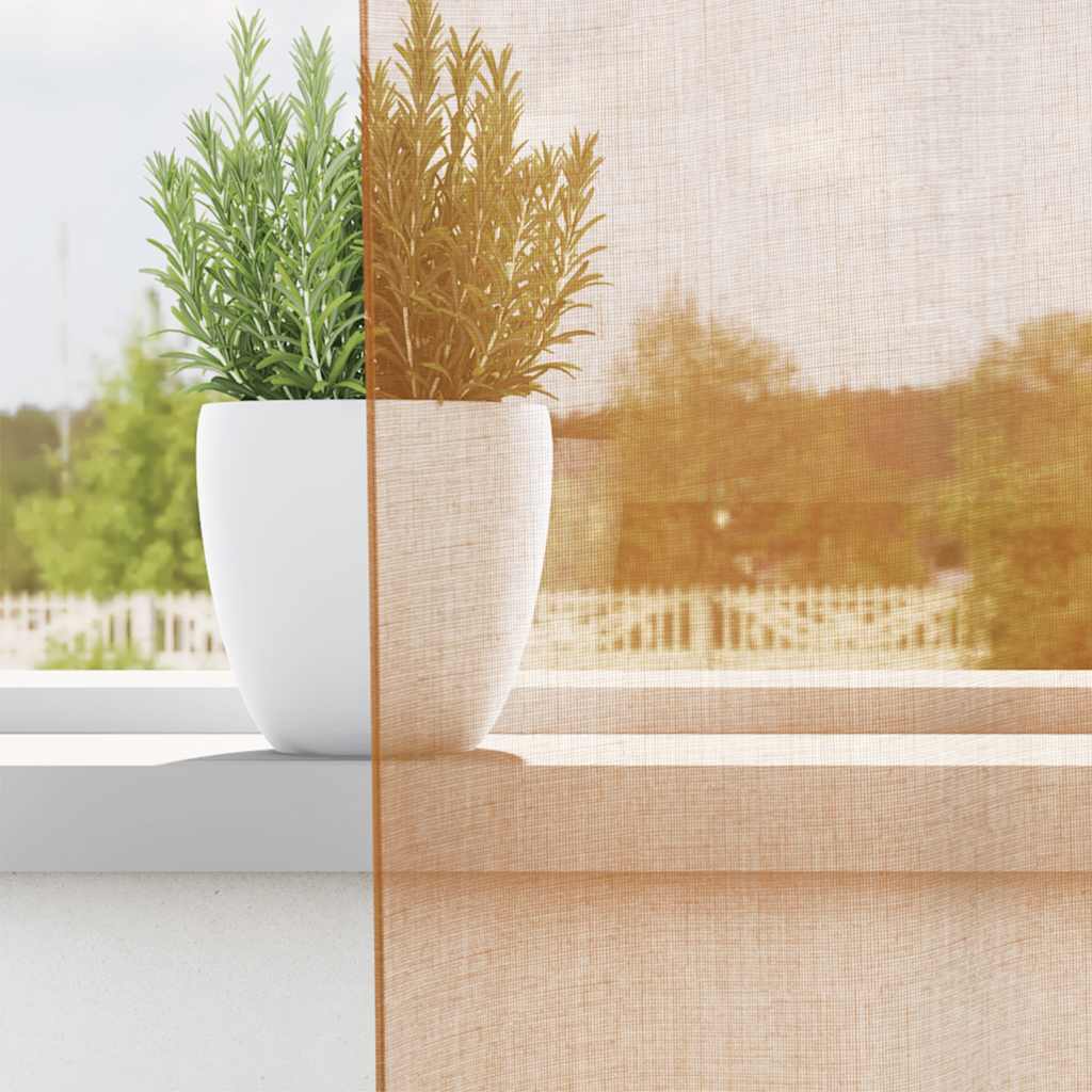 vidaXL Voile κουρτίνες με ροδέλες 2 τεμάχια Τερακότα