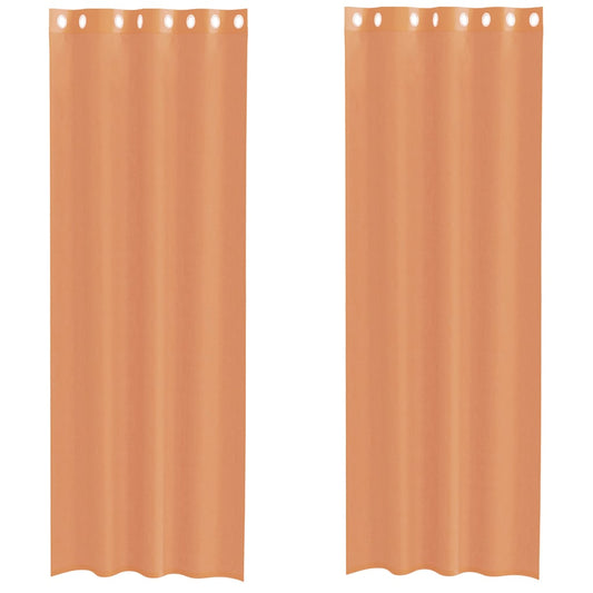 vidaXL Voile κουρτίνες με ροδέλες 2 τεμάχια Τερακότα