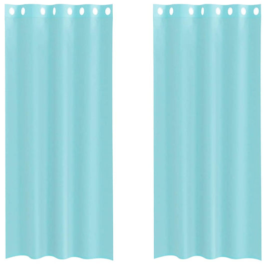 vidaXL Voile κουρτίνες με ροδέλες 2 τεμάχια Τιρκουάζ