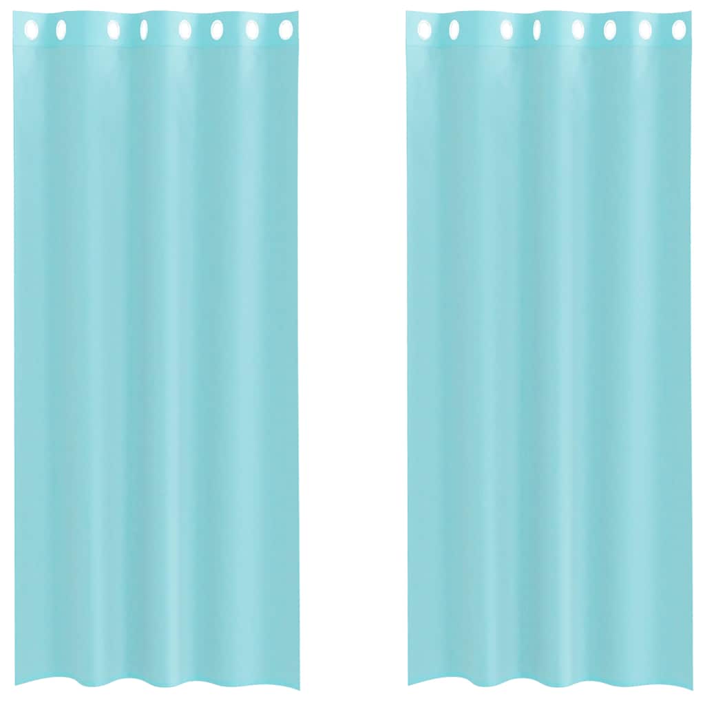 vidaXL Voile κουρτίνες με ροδέλες 2 τεμάχια Τιρκουάζ