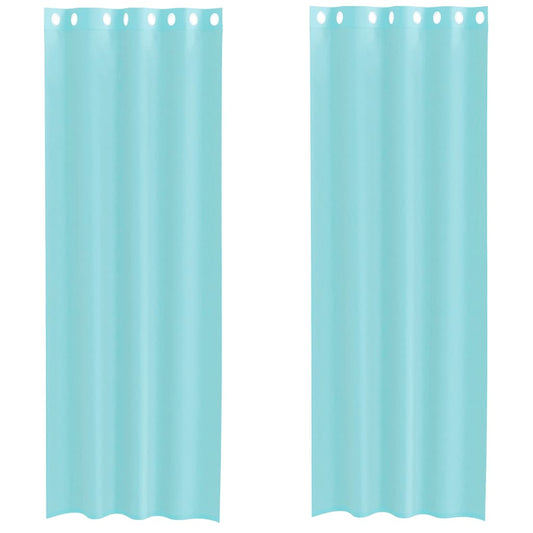 vidaXL Voile κουρτίνες με ροδέλες 2 τεμάχια Τιρκουάζ