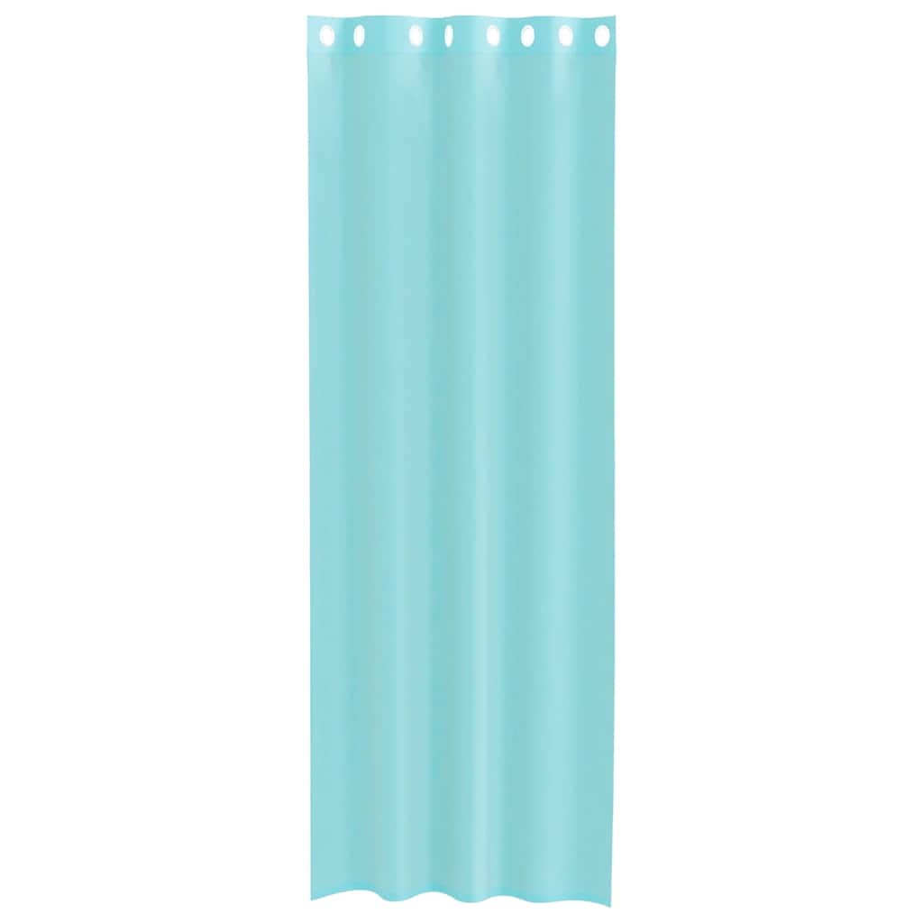 vidaXL Voile κουρτίνες με ροδέλες 2 τεμάχια Τιρκουάζ