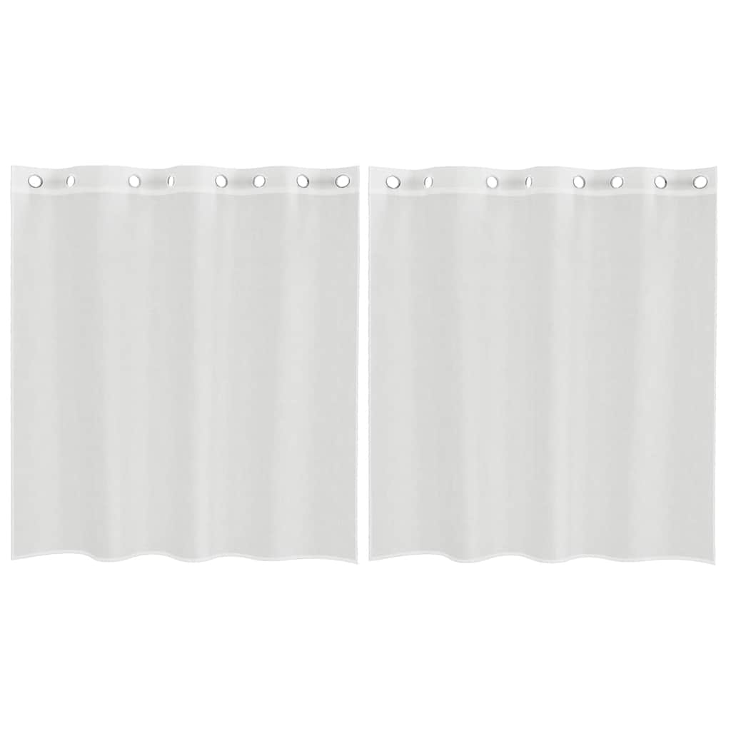 vidaXL Voile κουρτίνες με ροδέλες 2 τεμάχια Λευκό