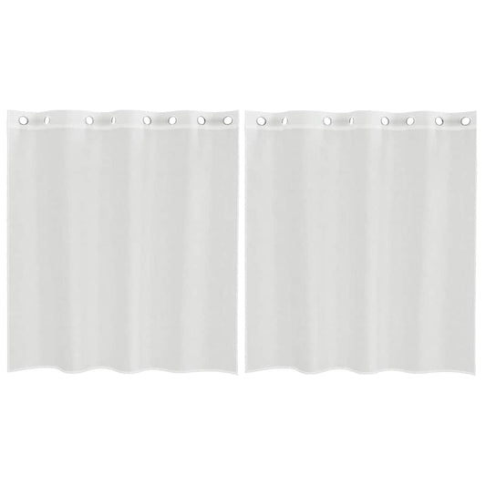 vidaXL Voile κουρτίνες με ροδέλες 2 τεμάχια Λευκό