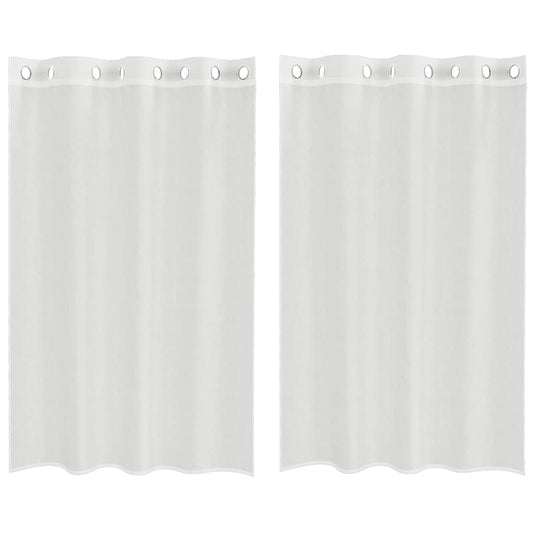 vidaXL Voile κουρτίνες με ροδέλες 2 τεμάχια Λευκό