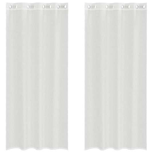 vidaXL Voile κουρτίνες με ροδέλες 2 τεμάχια Λευκό
