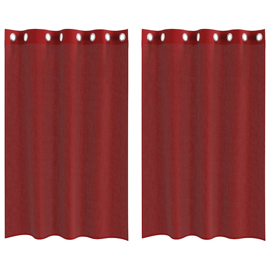 vidaXL Voile κουρτίνες με ροδέλες 2 τεμάχια Μπορντό