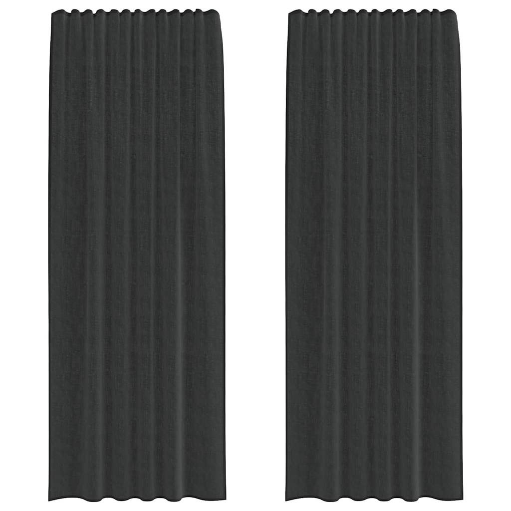 vidaXL Κουρτίνες Voile με τσέπες ράβδου 2 τεμάχια Μαύρο