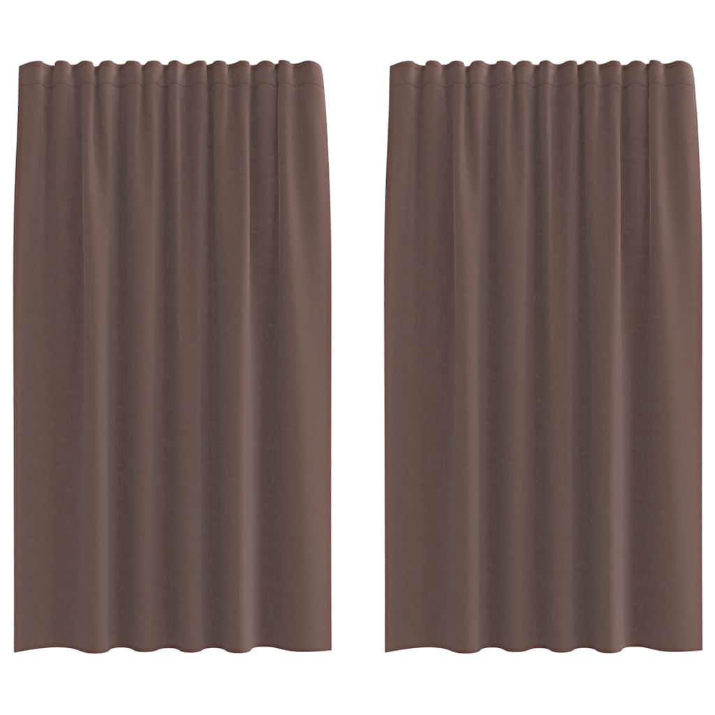 vidaXL Κουρτίνες Voile με τσέπες ράβδου 2 τεμάχια Καφέ