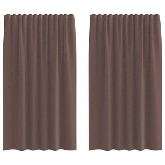 vidaXL Κουρτίνες Voile με τσέπες ράβδου 2 τεμάχια Καφέ