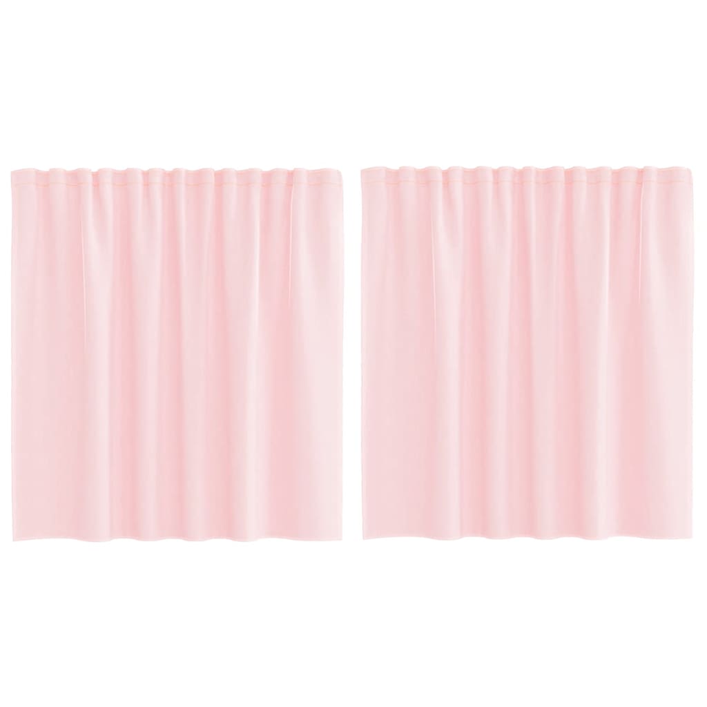 vidaXL Voile κουρτίνες με τσέπες ράβδου 2 τεμάχια Ανοιχτό Ροζ