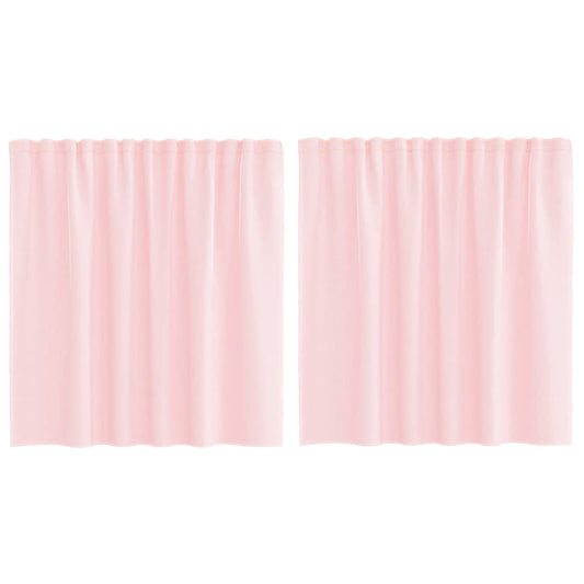 vidaXL Voile κουρτίνες με τσέπες ράβδου 2 τεμάχια Ανοιχτό Ροζ