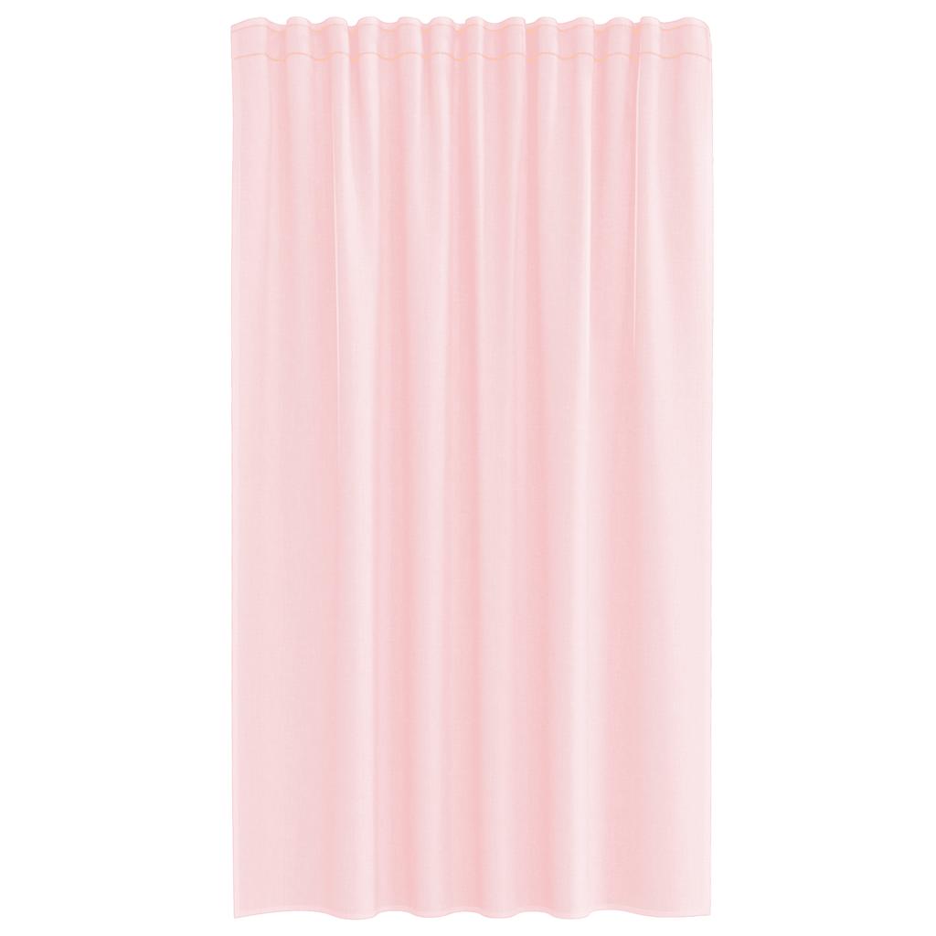 vidaXL Voile κουρτίνες με τσέπες ράβδου 2 τεμάχια Ανοιχτό Ροζ