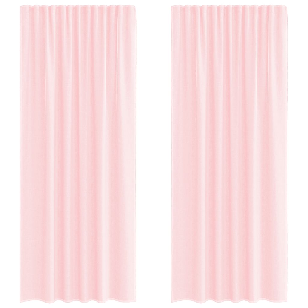 vidaXL Voile κουρτίνες με τσέπες ράβδου 2 τεμάχια Ανοιχτό Ροζ