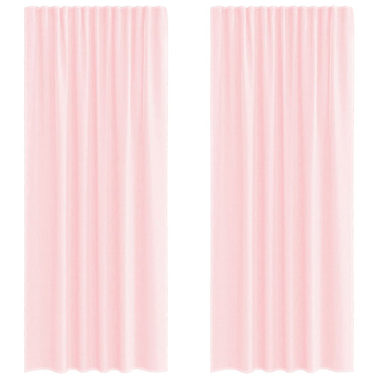 vidaXL Voile κουρτίνες με τσέπες ράβδου 2 τεμάχια Ανοιχτό Ροζ
