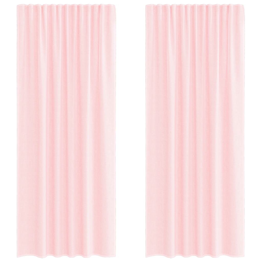 vidaXL Voile κουρτίνες με τσέπες ράβδου 2 τεμάχια Ανοιχτό Ροζ