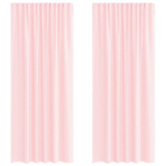 vidaXL Voile κουρτίνες με τσέπες ράβδου 2 τεμάχια Ανοιχτό Ροζ