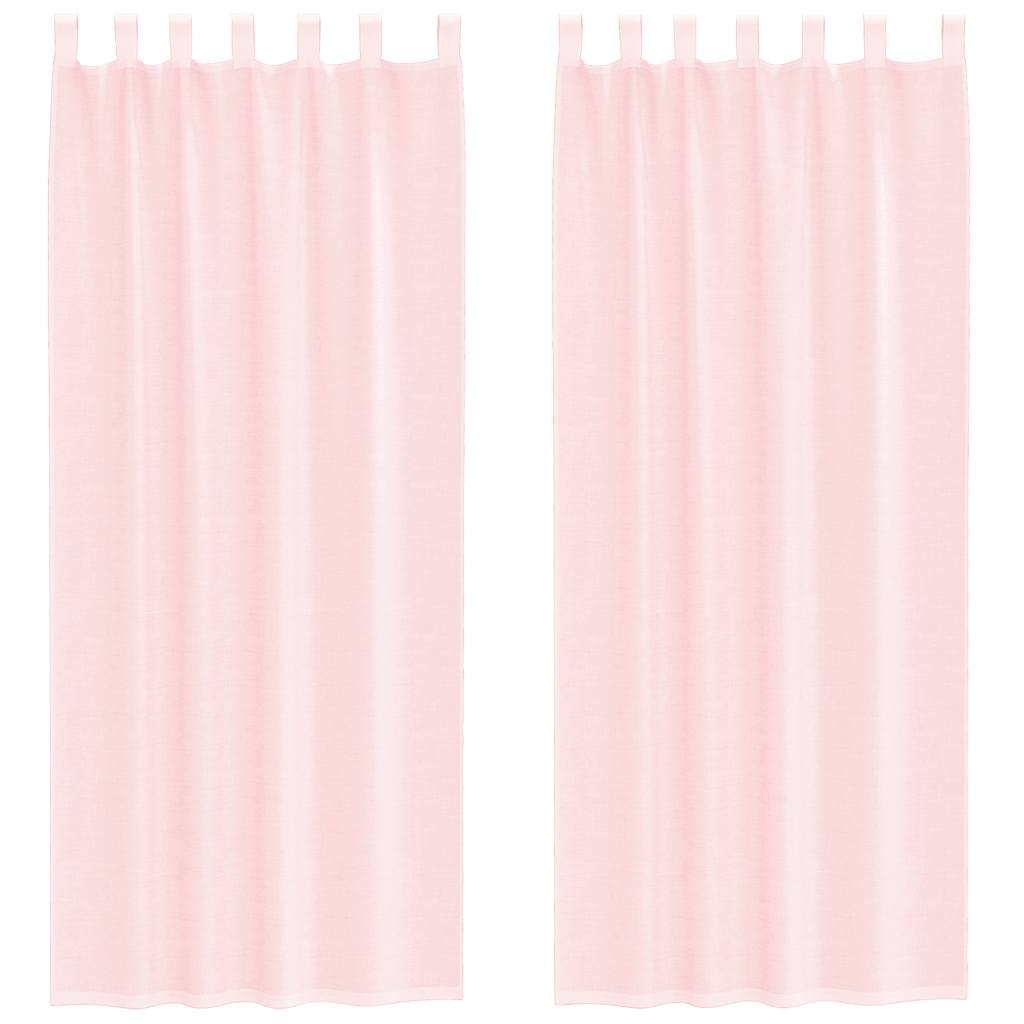 vidaXL Voile κουρτίνες με τσέπες ράβδου 2 τεμάχια Ανοιχτό Ροζ