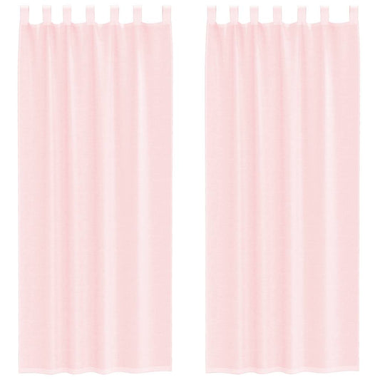 vidaXL Voile κουρτίνες με τσέπες ράβδου 2 τεμάχια Ανοιχτό Ροζ