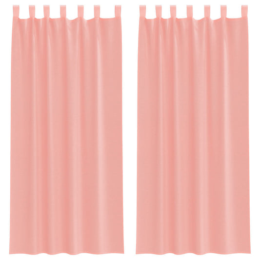 vidaXL Voile κουρτίνες με τσέπες ράβδου 2 τεμάχια Ροζ