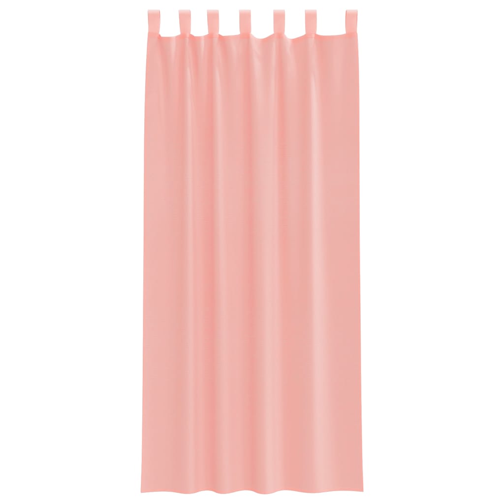 vidaXL Voile κουρτίνες με τσέπες ράβδου 2 τεμάχια Ροζ