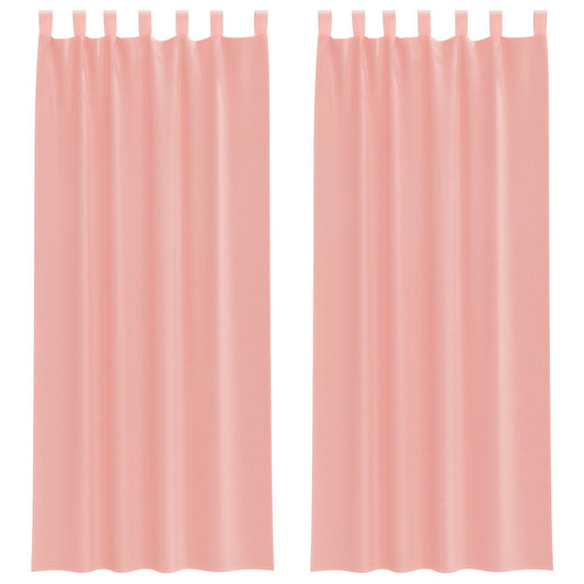 vidaXL Voile κουρτίνες με τσέπες ράβδου 2 τεμάχια Ροζ
