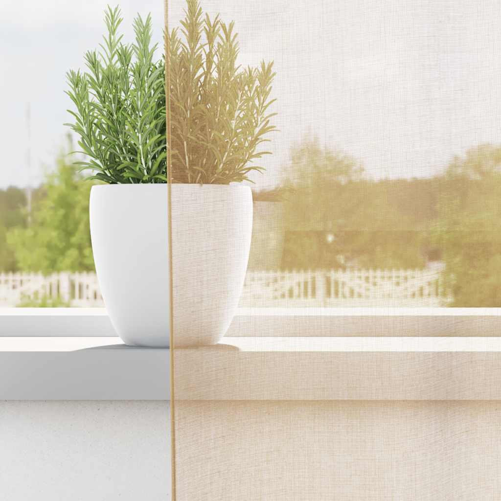 vidaXL Κουρτίνες Voile με τσέπες ράβδου 2 τεμάχια Χρώμα Άμμου