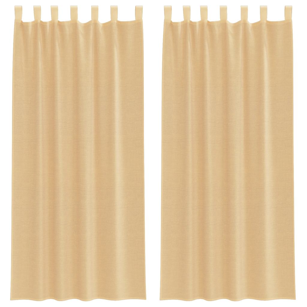vidaXL Κουρτίνες Voile με τσέπες ράβδου 2 τεμάχια Χρώμα Άμμου