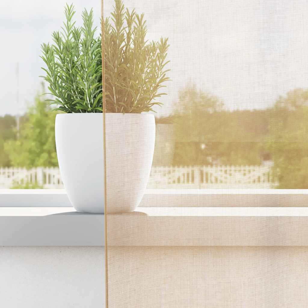 vidaXL Κουρτίνες Voile με τσέπες ράβδου 2 τεμάχια Χρώμα Άμμου