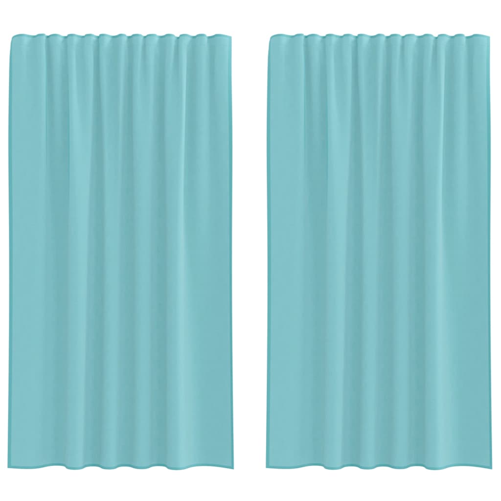 vidaXL Κουρτίνες Voile με τσέπες ράβδου 2 τεμάχια Τιρκουάζ