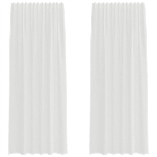 vidaXL Κουρτίνες Voile με τσέπες ράβδου 2 τεμάχια Λευκό
