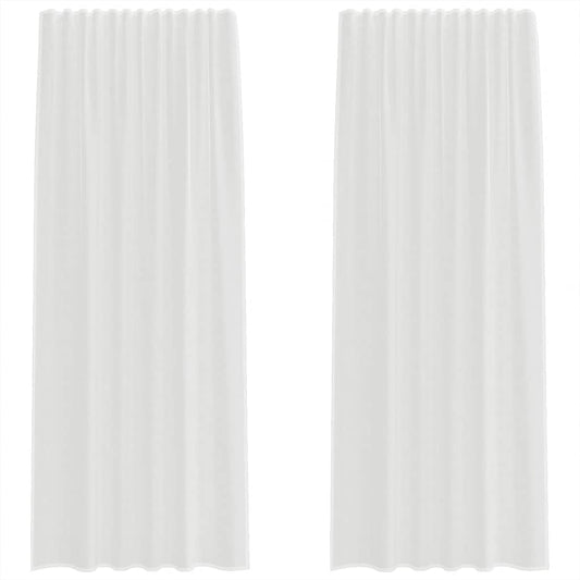 vidaXL Κουρτίνες Voile με τσέπες ράβδου 2 τεμάχια Λευκό