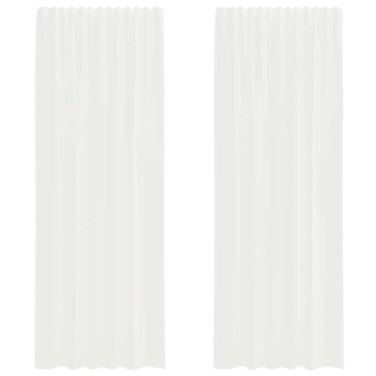 vidaXL Κουρτίνες Voile με τσέπες ράβδου 2 τεμάχια Λευκό