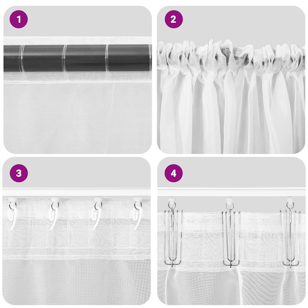 vidaXL Κουρτίνες Voile με τσέπες ράβδου 2 τεμάχια Μπορντό