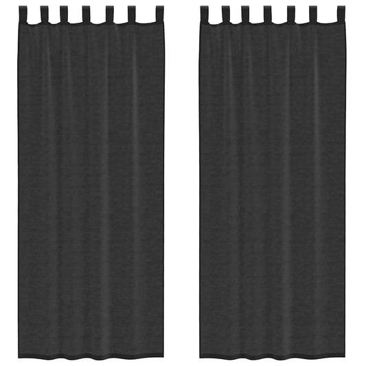 vidaXL Κουρτίνες Voile με Καρτέλα Κορυφή 2 τεμάχια Μαύρο