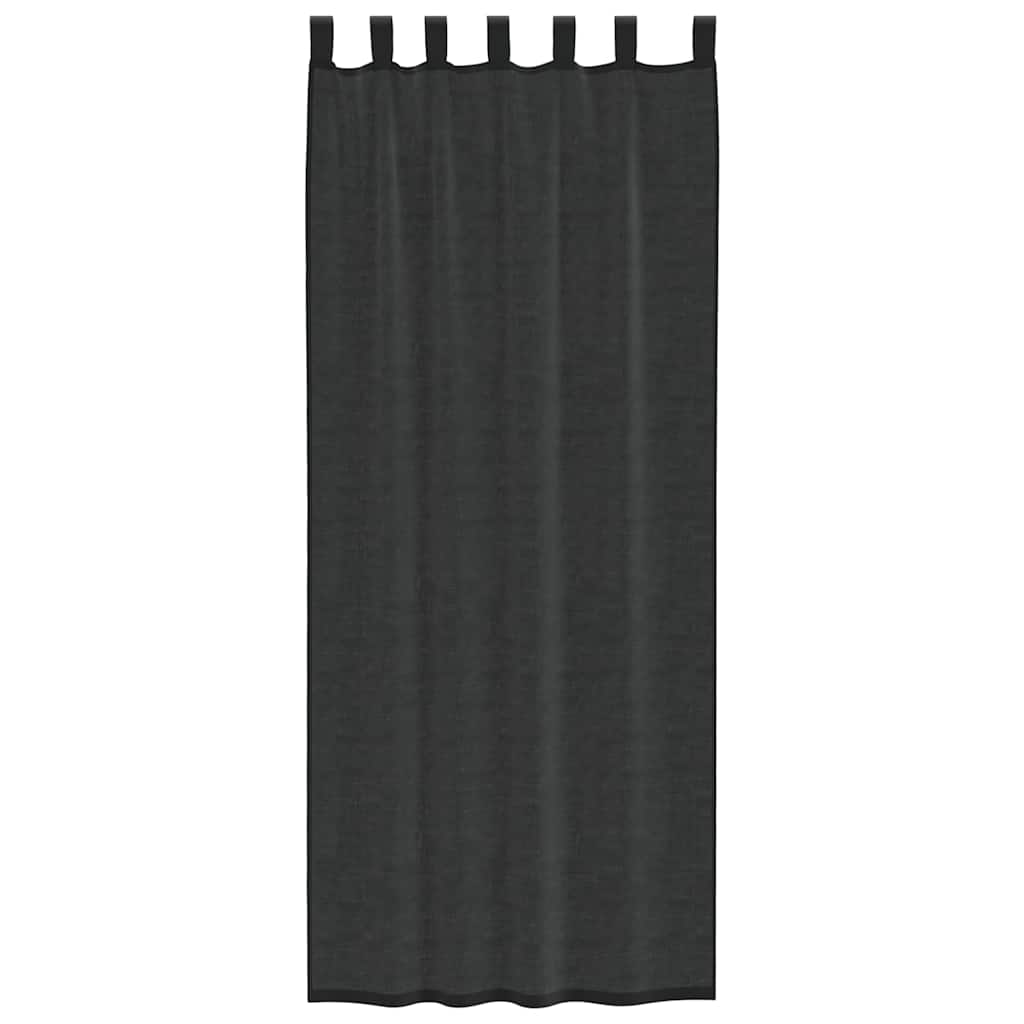 vidaXL Κουρτίνες Voile με Καρτέλα Κορυφή 2 τεμάχια Μαύρο