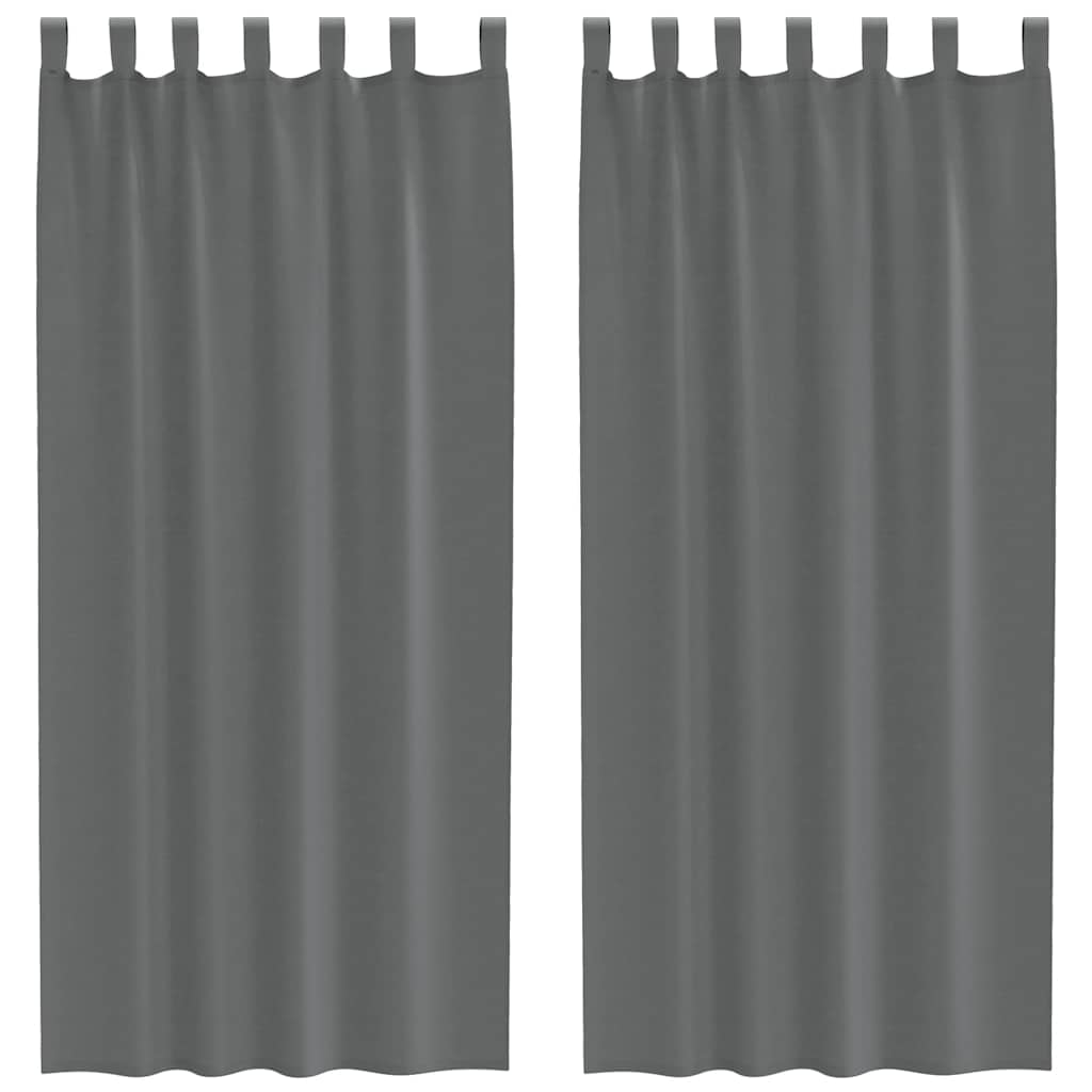 vidaXL Κουρτίνες Voile με βρόχους 2 τεμάχια Σκούρο Γκρι 140x225 εκ.
