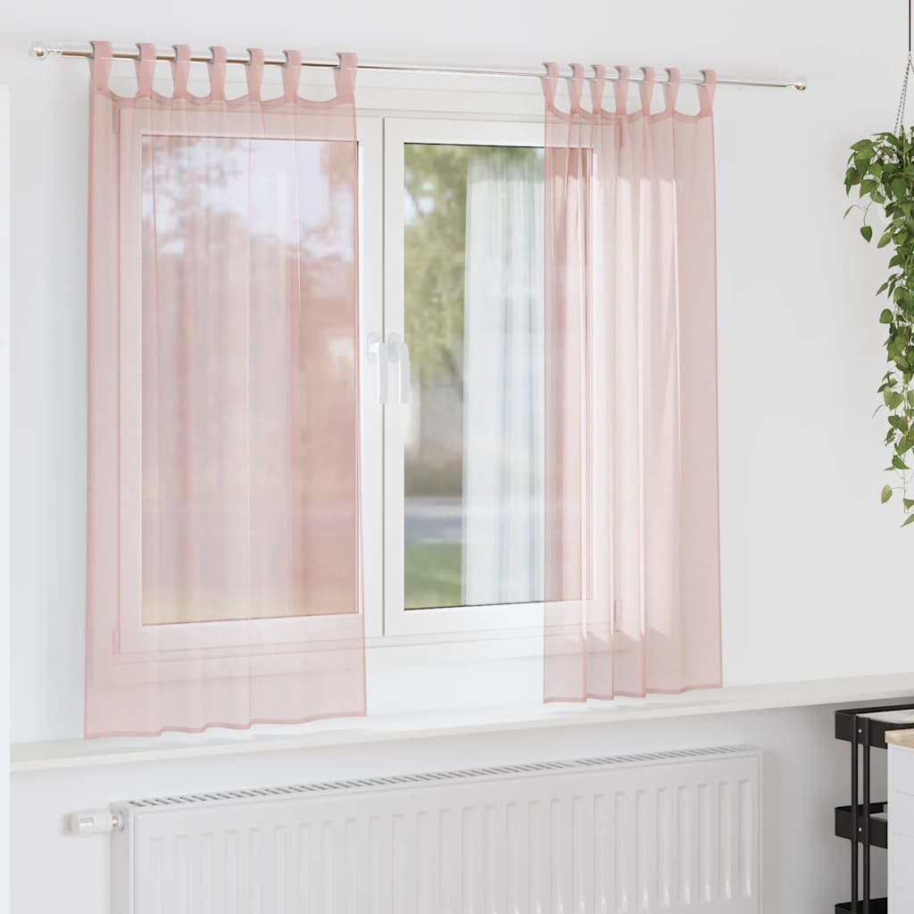 vidaXL Κουρτίνες Voile με Θηλιές 2 τεμ. Ανοιχτό Ροζ 140x140 εκ.