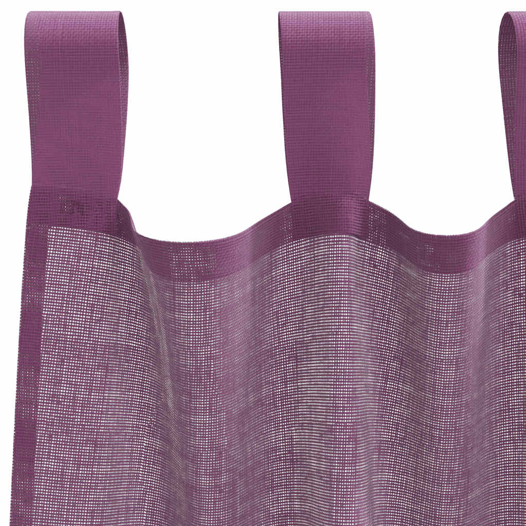 vidaXL Κουρτίνες Voile με Θηλιές 2 τεμ. Μωβ 140x175 εκ.