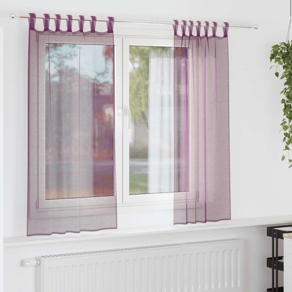 vidaXL Κουρτίνες Voile με Θηλιές 2 τεμ. Μωβ 140x175 εκ.