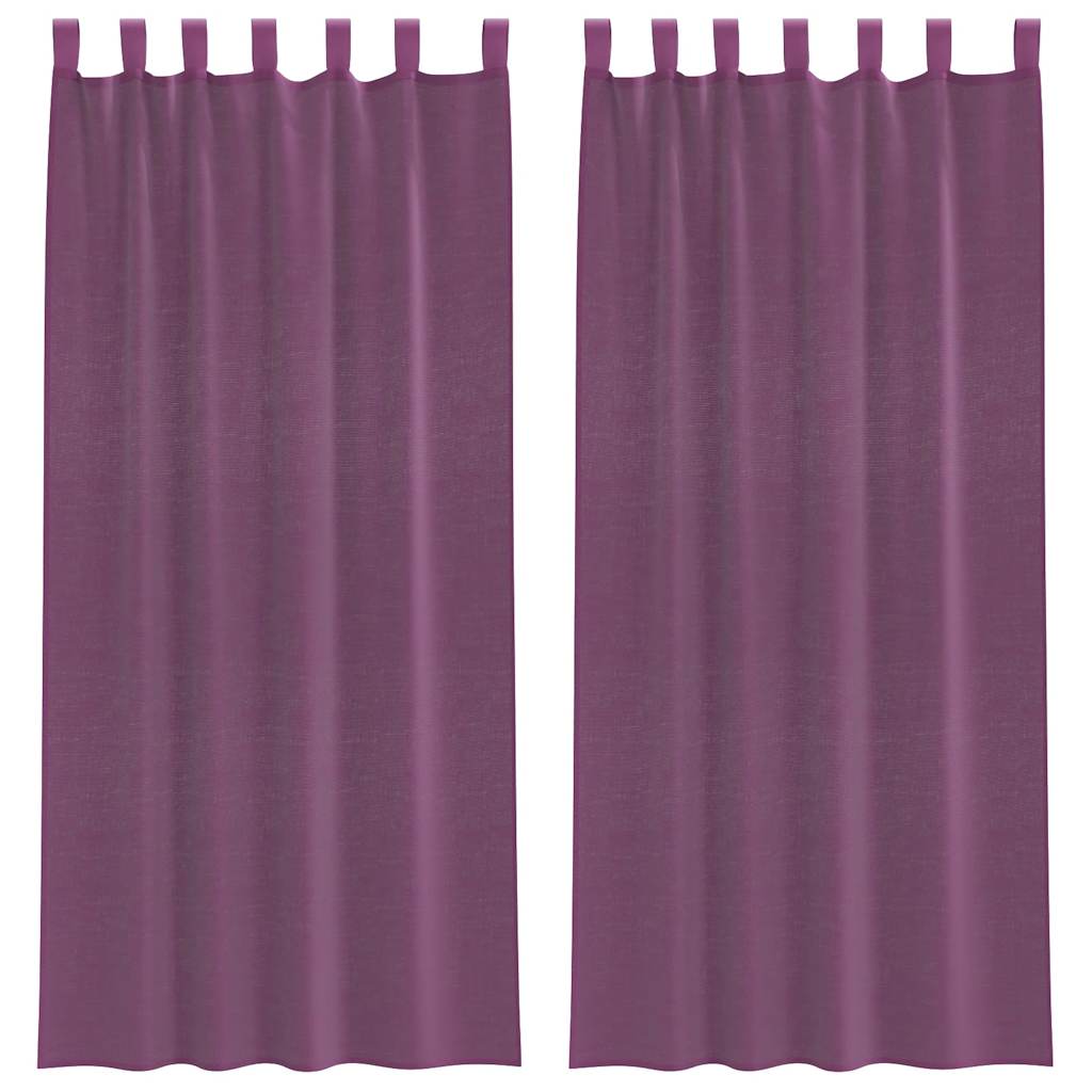 vidaXL Κουρτίνες Voile με Θηλιές 2 τεμ. Μωβ 140x225 εκ.