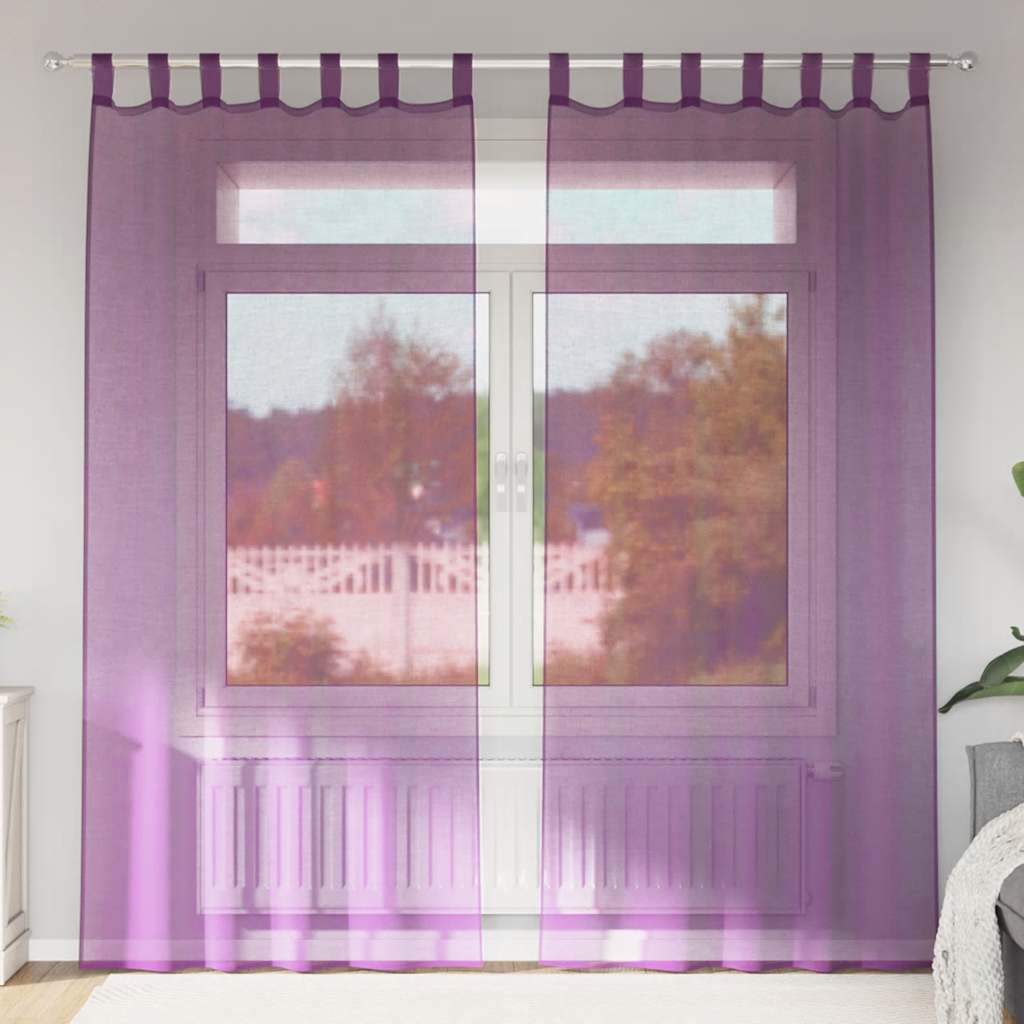 vidaXL Κουρτίνες Voile με Θηλιές 2 τεμ. Μωβ 140x225 εκ.