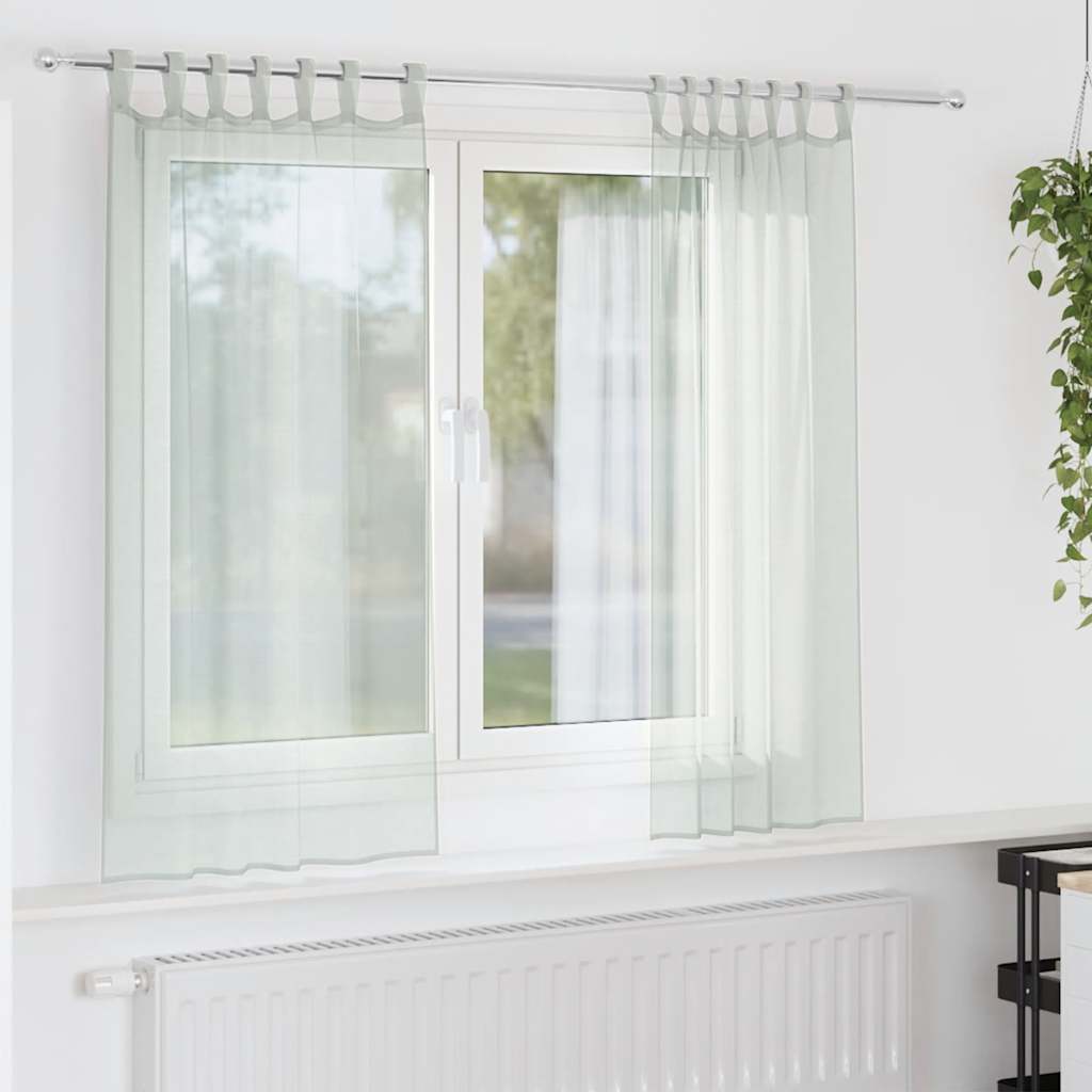 vidaXL Κουρτίνες Voile με Θηλιές 2 τεμ. Ανοιχτό Γκρι 140x140 εκ.